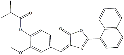 2-methoxy-4-[(2-(1-naphthyl)-5-oxo-1,3-oxazol-4(5H)-ylidene)methyl]phenyl 2-methylpropanoate Structure