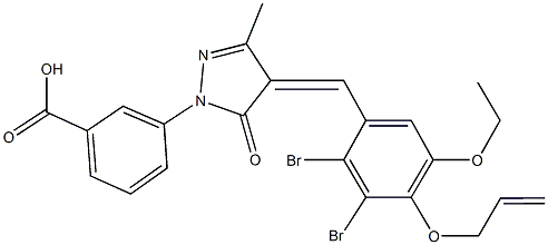 3-{4-[4-(allyloxy)-2,3-dibromo-5-ethoxybenzylidene]-3-methyl-5-oxo-4,5-dihydro-1H-pyrazol-1-yl}benzoic acid Struktur