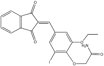 2-{4-[(1,3-dioxo-1,3-dihydro-2H-inden-2-ylidene)methyl]-2-ethoxy-6-iodophenoxy}acetamide Structure