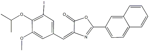 4-(3-iodo-4-isopropoxy-5-methoxybenzylidene)-2-(2-naphthyl)-1,3-oxazol-5(4H)-one 结构式