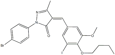 2-(4-bromophenyl)-4-(4-butoxy-3-iodo-5-methoxybenzylidene)-5-methyl-2,4-dihydro-3H-pyrazol-3-one Structure