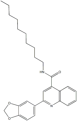 2-(1,3-benzodioxol-5-yl)-N-decyl-4-quinolinecarboxamide Structure