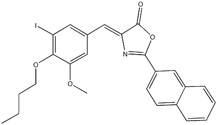 4-(4-butoxy-3-iodo-5-methoxybenzylidene)-2-(2-naphthyl)-1,3-oxazol-5(4H)-one,445286-60-2,结构式