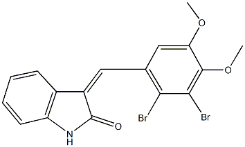 3-(2,3-dibromo-4,5-dimethoxybenzylidene)-1,3-dihydro-2H-indol-2-one,445286-84-0,结构式