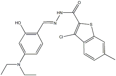3-chloro-N'-[4-(diethylamino)-2-hydroxybenzylidene]-6-methyl-1-benzothiophene-2-carbohydrazide Struktur