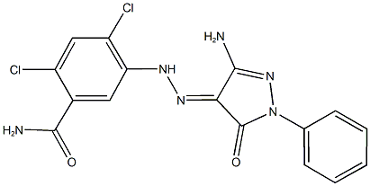 5-[2-(3-amino-5-oxo-1-phenyl-1,5-dihydro-4H-pyrazol-4-ylidene)hydrazino]-2,4-dichlorobenzamide,445287-14-9,结构式