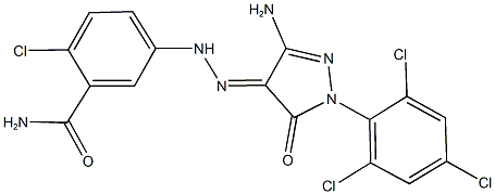 5-{2-[3-amino-5-oxo-1-(2,4,6-trichlorophenyl)-1,5-dihydro-4H-pyrazol-4-ylidene]hydrazino}-2-chlorobenzamide|