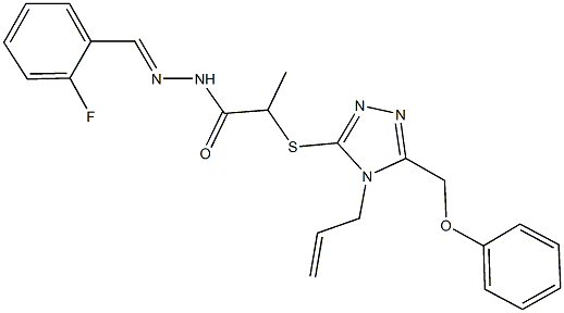 2-{[4-allyl-5-(phenoxymethyl)-4H-1,2,4-triazol-3-yl]sulfanyl}-N'-(2-fluorobenzylidene)propanohydrazide Structure