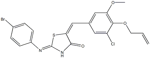 5-[4-(allyloxy)-3-chloro-5-methoxybenzylidene]-2-[(4-bromophenyl)imino]-1,3-thiazolidin-4-one 结构式