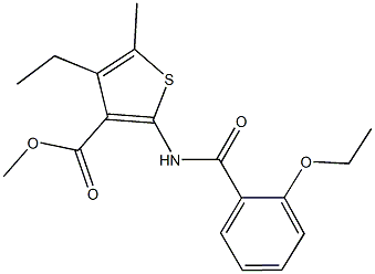 methyl 2-[(2-ethoxybenzoyl)amino]-4-ethyl-5-methyl-3-thiophenecarboxylate Struktur