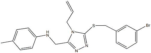 N-({4-allyl-5-[(3-bromobenzyl)sulfanyl]-4H-1,2,4-triazol-3-yl}methyl)-N-(4-methylphenyl)amine Structure