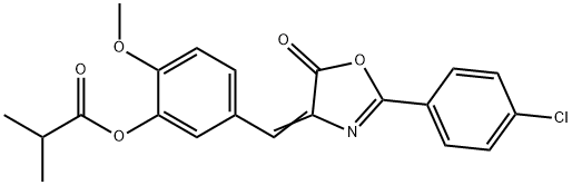 5-[(2-(4-chlorophenyl)-5-oxo-1,3-oxazol-4(5H)-ylidene)methyl]-2-methoxyphenyl 2-methylpropanoate Structure