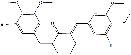 2,6-bis(3-bromo-4,5-dimethoxybenzylidene)cyclohexanone 化学構造式