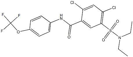 2,4-dichloro-5-[(diethylamino)sulfonyl]-N-[4-(trifluoromethoxy)phenyl]benzamide Struktur