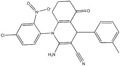 2-amino-1-{4-chloro-2-nitrophenyl}-4-(3-methylphenyl)-5-oxo-1,4,5,6,7,8-hexahydro-3-quinolinecarbonitrile 结构式
