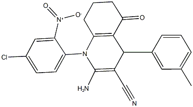 2-amino-1-{4-chloro-2-nitrophenyl}-4-(3-methylphenyl)-5-oxo-1,4,5,6,7,8-hexahydro-3-quinolinecarbonitrile Structure