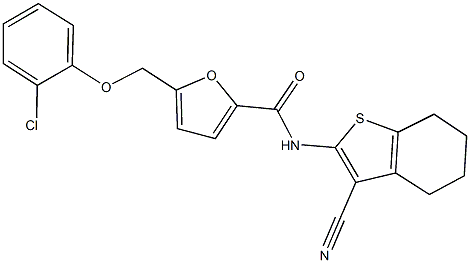 5-[(2-chlorophenoxy)methyl]-N-(3-cyano-4,5,6,7-tetrahydro-1-benzothien-2-yl)-2-furamide 化学構造式