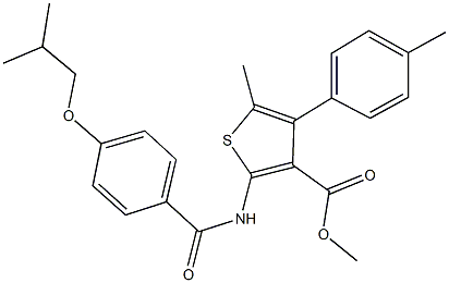 methyl 2-[(4-isobutoxybenzoyl)amino]-5-methyl-4-(4-methylphenyl)-3-thiophenecarboxylate 化学構造式