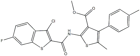 methyl 2-{[(3-chloro-6-fluoro-1-benzothien-2-yl)carbonyl]amino}-5-methyl-4-(4-methylphenyl)-3-thiophenecarboxylate Structure