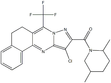 11-chloro-10-[(2,5-dimethyl-1-piperidinyl)carbonyl]-7-(trifluoromethyl)-5,6-dihydrobenzo[h]pyrazolo[5,1-b]quinazoline Structure