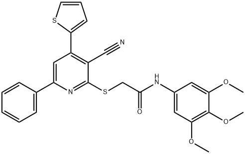 445381-14-6 2-{[3-cyano-6-phenyl-4-(2-thienyl)-2-pyridinyl]sulfanyl}-N-(3,4,5-trimethoxyphenyl)acetamide