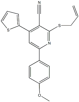 2-(allylsulfanyl)-6-(4-methoxyphenyl)-4-thien-2-ylnicotinonitrile 化学構造式