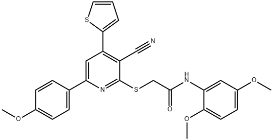 445381-21-5 2-{[3-cyano-6-(4-methoxyphenyl)-4-(2-thienyl)-2-pyridinyl]sulfanyl}-N-(2,5-dimethoxyphenyl)acetamide