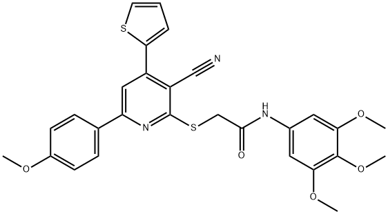 2-{[3-cyano-6-(4-methoxyphenyl)-4-(2-thienyl)-2-pyridinyl]sulfanyl}-N-(3,4,5-trimethoxyphenyl)acetamide Structure