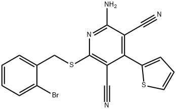 2-amino-6-[(2-bromobenzyl)sulfanyl]-4-(2-thienyl)-3,5-pyridinedicarbonitrile,445381-37-3,结构式