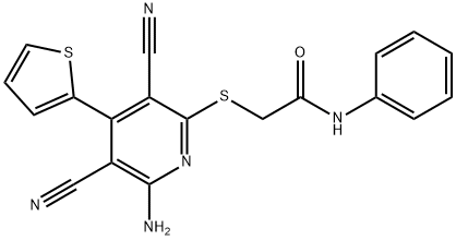 2-{[6-amino-3,5-dicyano-4-(2-thienyl)-2-pyridinyl]sulfanyl}-N-phenylacetamide|