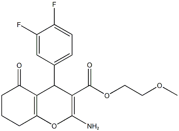 2-methoxyethyl 2-amino-4-(3,4-difluorophenyl)-5-oxo-5,6,7,8-tetrahydro-4H-chromene-3-carboxylate Structure