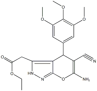 ethyl [6-amino-5-cyano-4-(3,4,5-trimethoxyphenyl)-2,4-dihydropyrano[2,3-c]pyrazol-3-yl]acetate Structure