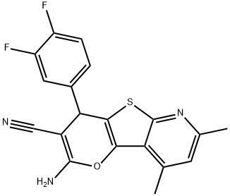 2-amino-4-(3,4-difluorophenyl)-7,9-dimethyl-4H-pyrano[2',3':4,5]thieno[2,3-b]pyridine-3-carbonitrile 结构式