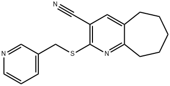 2-[(3-pyridinylmethyl)sulfanyl]-6,7,8,9-tetrahydro-5H-cyclohepta[b]pyridine-3-carbonitrile Structure