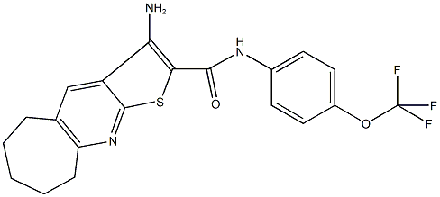 3-amino-N-[4-(trifluoromethoxy)phenyl]-6,7,8,9-tetrahydro-5H-cyclohepta[b]thieno[3,2-e]pyridine-2-carboxamide 化学構造式