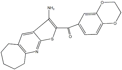 (3-amino-6,7,8,9-tetrahydro-5H-cyclohepta[b]thieno[3,2-e]pyridin-2-yl)(2,3-dihydro-1,4-benzodioxin-6-yl)methanone 结构式