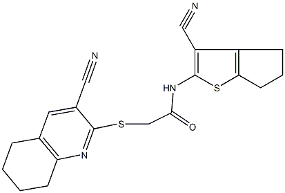 N-(3-cyano-5,6-dihydro-4H-cyclopenta[b]thien-2-yl)-2-[(3-cyano-5,6,7,8-tetrahydro-2-quinolinyl)sulfanyl]acetamide Structure