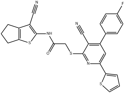N-(3-cyano-5,6-dihydro-4H-cyclopenta[b]thien-2-yl)-2-{[3-cyano-4-(4-fluorophenyl)-6-(2-thienyl)-2-pyridinyl]sulfanyl}acetamide|