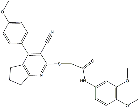 445383-78-8 2-{[3-cyano-4-(4-methoxyphenyl)-6,7-dihydro-5H-cyclopenta[b]pyridin-2-yl]sulfanyl}-N-(3,4-dimethoxyphenyl)acetamide
