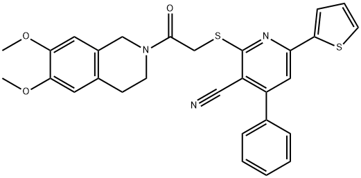 2-{[2-(6,7-dimethoxy-3,4-dihydro-2(1H)-isoquinolinyl)-2-oxoethyl]sulfanyl}-4-phenyl-6-(2-thienyl)nicotinonitrile|