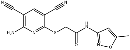 2-[(6-amino-3,5-dicyano-2-pyridinyl)sulfanyl]-N-(5-methyl-3-isoxazolyl)acetamide 结构式