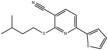 2-(isopentylsulfanyl)-6-(2-thienyl)nicotinonitrile 化学構造式