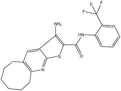 3-amino-N-[2-(trifluoromethyl)phenyl]-5,6,7,8,9,10-hexahydrocycloocta[b]thieno[3,2-e]pyridine-2-carboxamide,445384-39-4,结构式