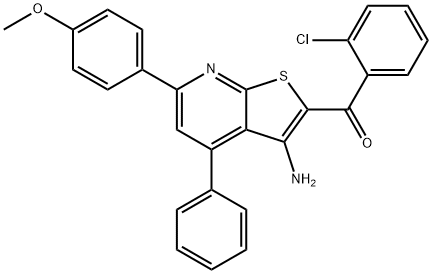 [3-amino-6-(4-methoxyphenyl)-4-phenylthieno[2,3-b]pyridin-2-yl](2-chlorophenyl)methanone 结构式