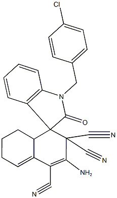 2-amino-1'-(4-chlorobenzyl)-2'-oxo-1',3',4a,5,6,7-hexahydro-1,3,3-tricyanospiro[4H-naphthalene-4,3'-(2'H)-indole] Structure