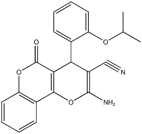 2-amino-4-(2-isopropoxyphenyl)-5-oxo-4H,5H-pyrano[3,2-c]chromene-3-carbonitrile 结构式