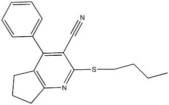 2-(butylsulfanyl)-4-phenyl-6,7-dihydro-5H-cyclopenta[b]pyridine-3-carbonitrile 结构式