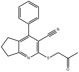 2-[(2-oxopropyl)sulfanyl]-4-phenyl-6,7-dihydro-5H-cyclopenta[b]pyridine-3-carbonitrile Structure