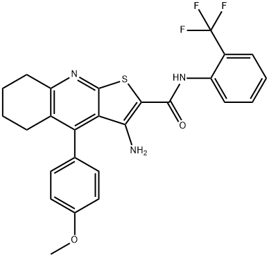 3-amino-4-(4-methoxyphenyl)-N-[2-(trifluoromethyl)phenyl]-5,6,7,8-tetrahydrothieno[2,3-b]quinoline-2-carboxamide 化学構造式