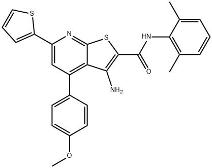 3-amino-N-(2,6-dimethylphenyl)-4-(4-methoxyphenyl)-6-(2-thienyl)thieno[2,3-b]pyridine-2-carboxamide Struktur
